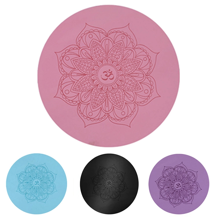 Non Toxic Pink 60cm Large Circle Thick Eco PU Rubber Meditation Round Yoga Mat