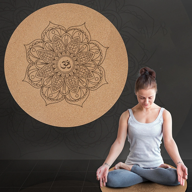 Yugland Premium Meditation Organic Non Toxic Natural Rubber Custom Large Round Circle Cork Yoga Mat