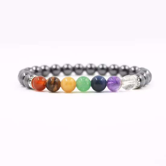 Handgefertigtes Yoga-Inspirationsarmband, natürlicher Lavastein-Diffusor für ätherische Öle, 7-Chakra-Perlenarmband
