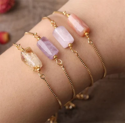 Natürliche Jade Stein einzelne Nugget Perlen handgemachte Armband Frauen Naturstein Mala Perlen Gold Heilung Chakra Armband